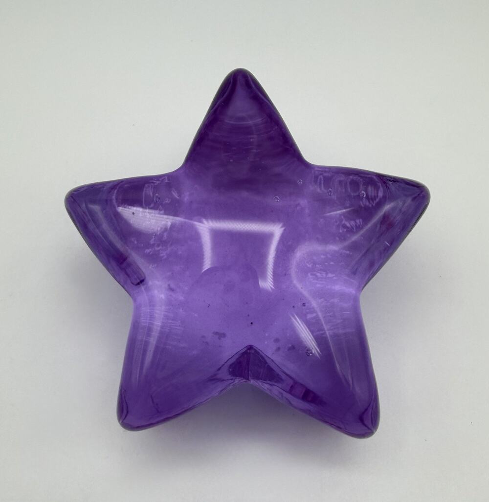 Fire & Light Purple Neodymium Alexandrite Glass Shooting Star Paperweight Signed